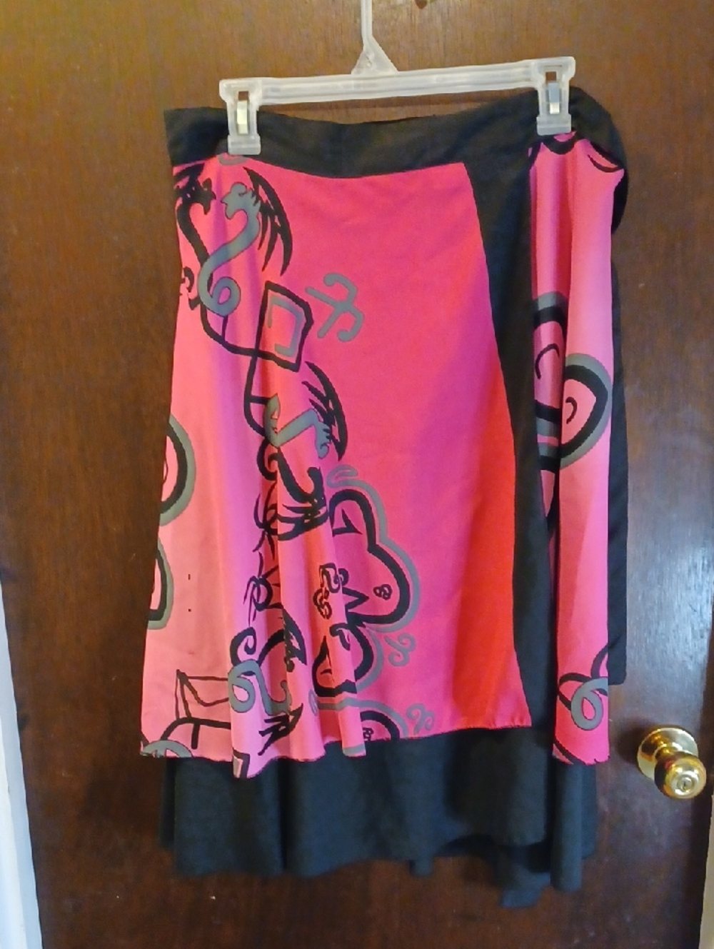First Impressions Pink and Black Wrap Around Skirt Size M
